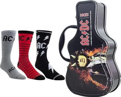 Obrázok produktu pre AC/DC Socks 3 Pack In Guitar Tin One Size Ponožky