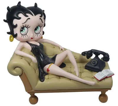 Betty Boop Sammelfigur auf Chaiselongue, 19x18,5x11,5 cm, Creme/Schwarz
