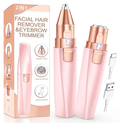 Produktbild von Augenbrauen Trimmer und Gesichtshaarentferner für frauen 2-in-1 Augenbrauenrasierer und Gesichtsrasierer frauen Rasierer Damen für Oberlippe Kinn Rosa