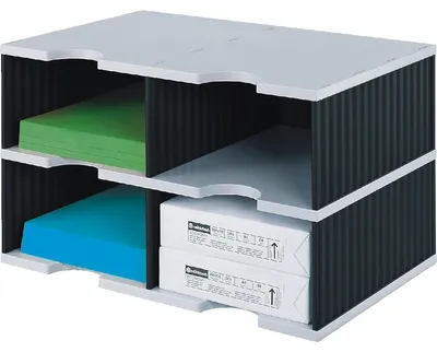 Produktbild von NT Cutter styrodoc duo - Sortierer - 4 Fächer - Grau, Schwarz