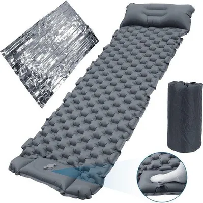 Produktbild von Famanu Camping Schlafmatte Selbstaufblasend mit Fußpumpe - Integriertes Kissen, 9 cm Höhe
