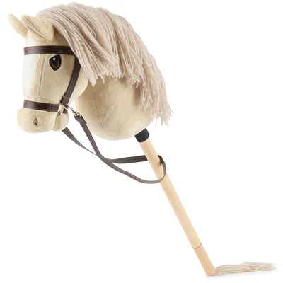 Obrázek produktu pro Bieco Hobby Horse dřevěný koník, béžový – velikost S, s uzdečkou | odnímatelná hříva a ocas, vhodný pro skoky, drezúru a hraní | Koníci Hobby Horse