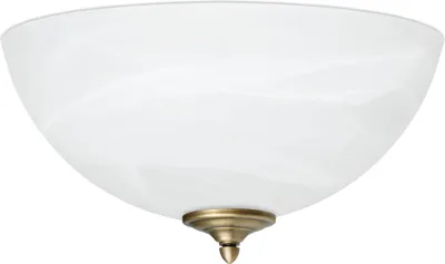 Produktbild von Messing Deckenleuchte groß maximale Beleuchtungsleistung klassisch Alabaster Glas H20cm Ø40cm 3x E27 Goldpatina 180W zweistufige Schaltung