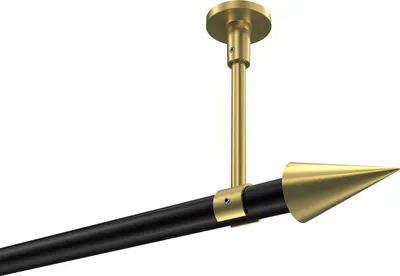 Produktbild von Interdeco Gardinenstange / Vorhangstange Schwarz / Messing-Optik, Typ Sonette Savio (Kegel) ohne Ringe, Deckenmontage, 20 mm Ø 1-läufig, 280 cm