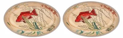 Image de Rose&Tulipani Sea Life lot de 2 assiettes 33 x 23 cm R133201PEM