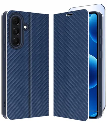 Zdjęcie produktu dla Etui Do Samsung A57 | Carbon Portfel Book Tokra Case Classic + Szkło 9H