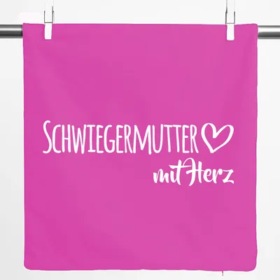 Produktbild von Huuraa Kissenbezug Schwiegermutter mit Herz 40x40cm Fuchsia Baumwolle Dekokissenbezug Geschenkidee
