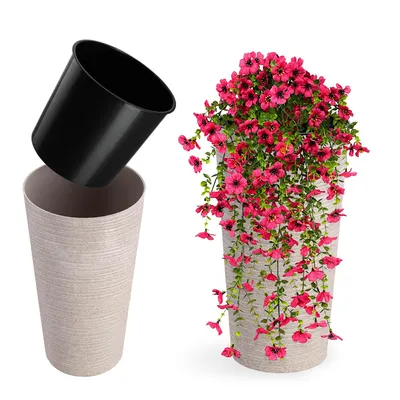 Produktbild von KADAX Blumentopf mit Holzspänen "Latina", Blumentopfschutz, 19cm, Weiß