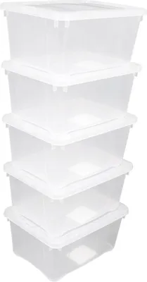 Produktbild von Kunststoff Aufbewahrungsbox transparent 1,8 Liter - 5er Set - Klarsicht Universal Box 20 x 15 cm