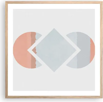 Produktbild von Gerahmtes Poster - Rahmen in heller Eiche - Stück Geometrisch Diamant - 60x60 cm - Wand Bild - Wanddeko - Wandbilder - Kunstposter - Wandposter - Bilderrahmen - Bilder - Kunstdruck - P2NAC60x60-4690