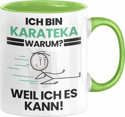 Produktbild von Karateka Geschenk Tasse Lustiger Spruch Ich Bin Karateka Warum Weil Ich Es Kann Geschenkidee Bester Karateka Geburtstag Kaffee-Becher (Grün)