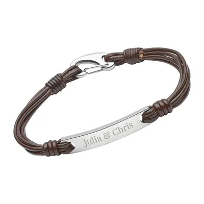 Produktbild von Braunes Lederarmband Karabinerverschluss (Länge: 19cm)