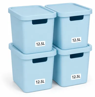 Produktbild von Plastard Aufbewahrungsbox mit Deckel 4er-Set 12,5 Liter in Blau