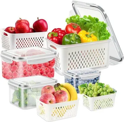 Produktbild von Unyqoos®️ Kühlschrankorganizerset mit Deckel - 4-teiliges stapelbares Kühlschrankaufbewahrungssystem - BPA-frei - Transparent - Frischhaltedosen für Kühlschrank - Set von 4
