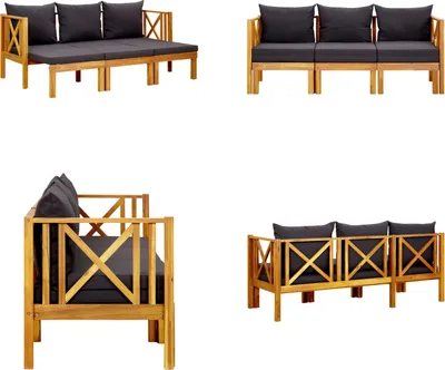 Obrázok produktu pre vidaXL 3-miestna záhradná lavica s vankúšmi 179 cm z masívneho dreva akácie - Záhradná lavica - Lavice na terasu - Lavice na terasu