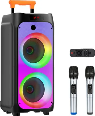 Zdjęcie produktu dla Maszyna do karaoke, dwa mikrofony bezprzewodowe, dźwięk przestrzenny 360°, T8