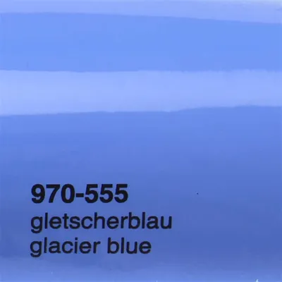 Produktbild von (25€/m²) Oracal 970RA Autofolie 555 Gletscherblau Glanz Folie 152 cm Breite Laufmeterware gegossene Auto Folie selbstklebend