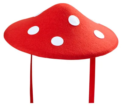 Produktbild von Rot-weißer Filz Pilzhut mit roten Schleifen, Einheitsgröße, für Fasching