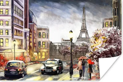 Produktbild von MuchoWow® Poster Gemälde - Paris - Frankreich - Öl 60x40 cm - Schlafzimmerdekoration