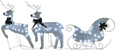 Produktbild von vidaXL Rentier mit Schlitten Weihnachtsdekoration 60 LEDs Outdoor Weiß