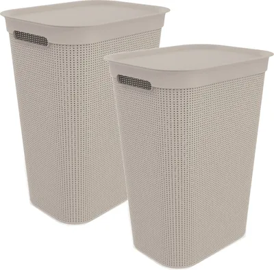 Produktbild von 2er Set Wäschesammler 50 l BRISEN, Farbe:Cappuccino