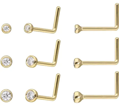 Produktbild von Nasenpiercing, Nasenstecker 14/18 Karat Gold Nasenstecker L-Form EINGEFASSTER MOISSANIT 14 Karat | Gold Kristallgröße: 2,2mm