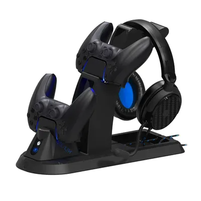 Produktbild von Stealth Ultimate Gaming Station mit Headset, Ladestation und Halter für Controller und Headset, PS5, Schwarz, Farbe:Schwarz
