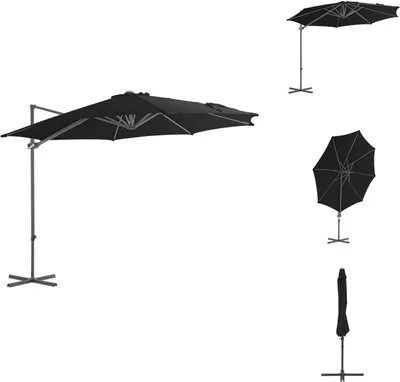 Produktbild von vidaXL Ampelschirm mit Stahlmast Schwarz 300 cm - Sonnenschirme & Sonnenschutze