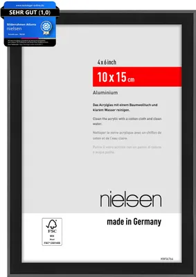 Produktbild von nielsen Aluminium Bilderrahmen Atlanta, 10 x 15 cm, Schwarz Matt