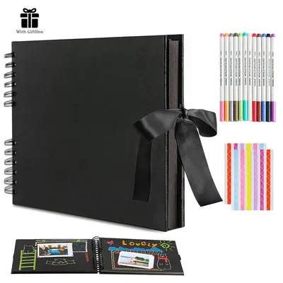 Scrapbook-Fotoalbum, A4, 80 Seiten, Schwarz, 30x20,3 cm