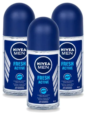 Produktbild von 3 x NIVEA MEN Fresh Active Antitranspirant Roll-On 50 ml - Vorteilspackung - 3 Stücke
