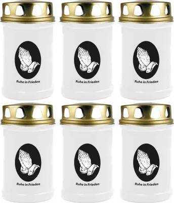 Image de Bougie funéraire - Pack de 6 - Blanc 48h ( couvercle or ) - mains