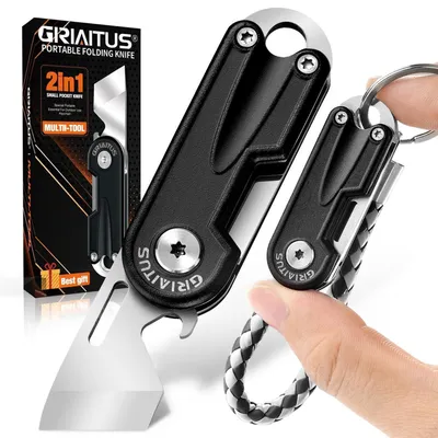 Immagine prodotto di Coltello multiuso 2-in-1 con apribottiglie e portachiavi, in acciaio inossidabile, colore nero