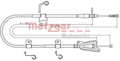 Produktbild von METZGER 17.0336 Handbremsseil Hinten Rechts