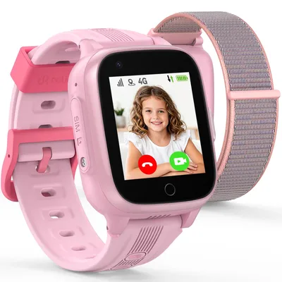 Produktbild von Ralio R5 Go 4G Smartwatch Kinder mit Videoanrufe & SOS-Taste, GPS-Tracker für Kinder, Schulmodus, Geschenke für Jungen und Mädchen, Rosa