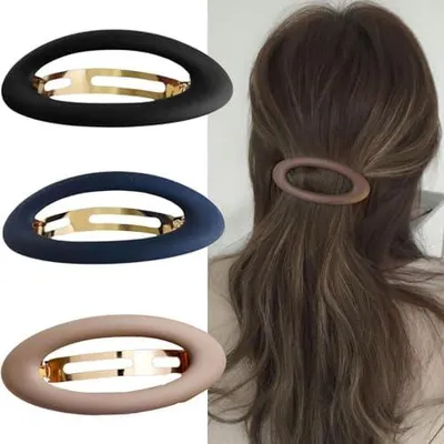 Produktbild von Große Damen-Haarspangen im schlichten, matten Vintage-Stil, einfarbiger Haarschmuck für dickes und dünnes Haar, 3 Stück