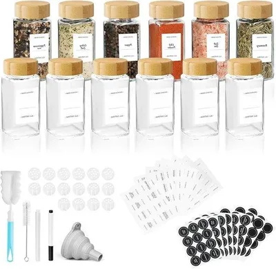 Produktbild von Bambus-Rechteck-Grundierungskästchen 120 ml mit Deckel und Streuer, 12er Set