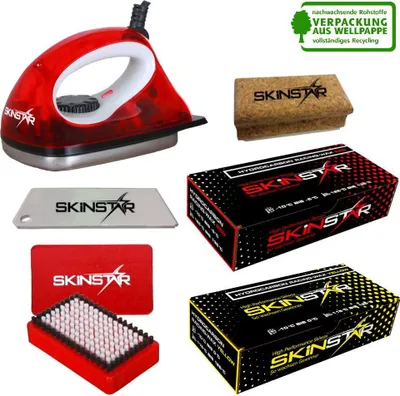 Image de Kit de fartage pour débutants SKINSTAR, fer à farter, brosse, fart hydrocarboné – kit 6 pièces