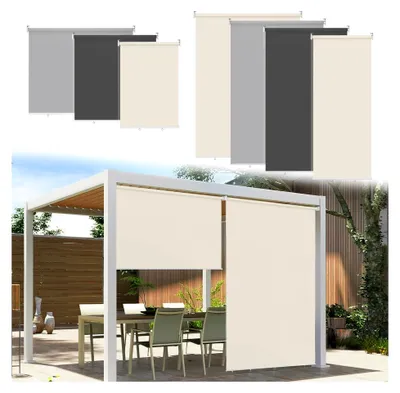 Produktbild von Senkrechtmarkise außen 100 x 140 cm, Balkonmarkise, Außenrollo für Balkon, Beschattung und Sichtschutz, Vertikalmarkise, Innenbeschattung, Beige