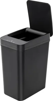 Zdjęcie produktu dla Automatyczny kosz na śmieci - Kosz na śmieci z czujnikiem, pojemność 8–9 litrów - Czujnik ruchu podczerwieni - Bezdotykowe otwieranie - Do kuchni, biura, salonu - Wykonany z tworzywa ABS i PP - Kolor: czarny