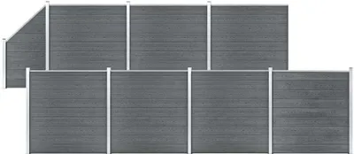 Produktbild von "2026 Promotion" Gartenzaun - WPC Zaun-Set 7 Quadrate + 1 Schräge 1311x186 cm Grau - Metallzäune CC3265