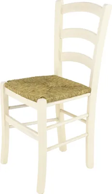 Image de t m c s Tommychairs - Chaise VENICE pour la cuisine et la salle à manger, structure robuste en bois de hêtre laqué blanc aniline et assise en paille
