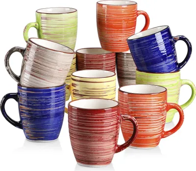 Zdjęcie produktu dla Filiżanki do kawy Vancasso, pojemność 375 ml, trwała konstrukcja ceramiczna, 375 ml, 12 sztuk