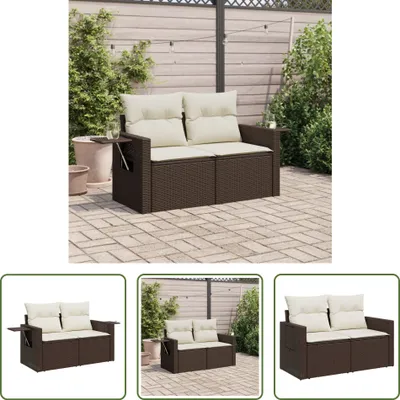 Produktbild von The Living Store Gartensofa mit Kissen 2-Sitzer Braun Poly Rattan