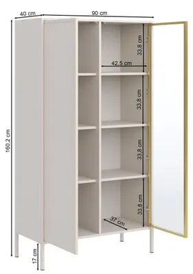 Produktbild von Selsey Velveto – Vitrine zweitürig mit Glasfront, 90 cm, Schwarz