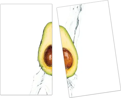 Produktbild von Spritzschutz Herdabdeckplatte Schneidebrett aus Glas Avocado auf Wassersplash 2-Teilig (60x52cm)