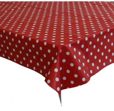 Produktbild von Wachstuch/Tischdecke rot mit weisen Punkten 140 x 220 cm