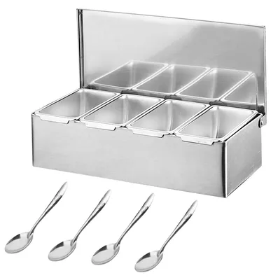 Immagine prodotto di Omgoods - Contenitore per ingredienti con coperchio e cucchiaio, 4 scomparti