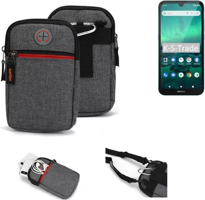 Produktbild von K-S-Trade Holster Gürteltasche kompatibel mit Nokia 1.3 Handy Tasche Schutz Hülle grau Zusatzfächer 1x