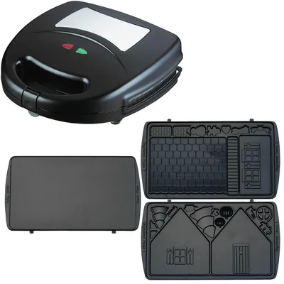 Produktbild von Syntrox Germany Waffeleisen Lebkuchenhaus Wechselplatten 1300W schwarz